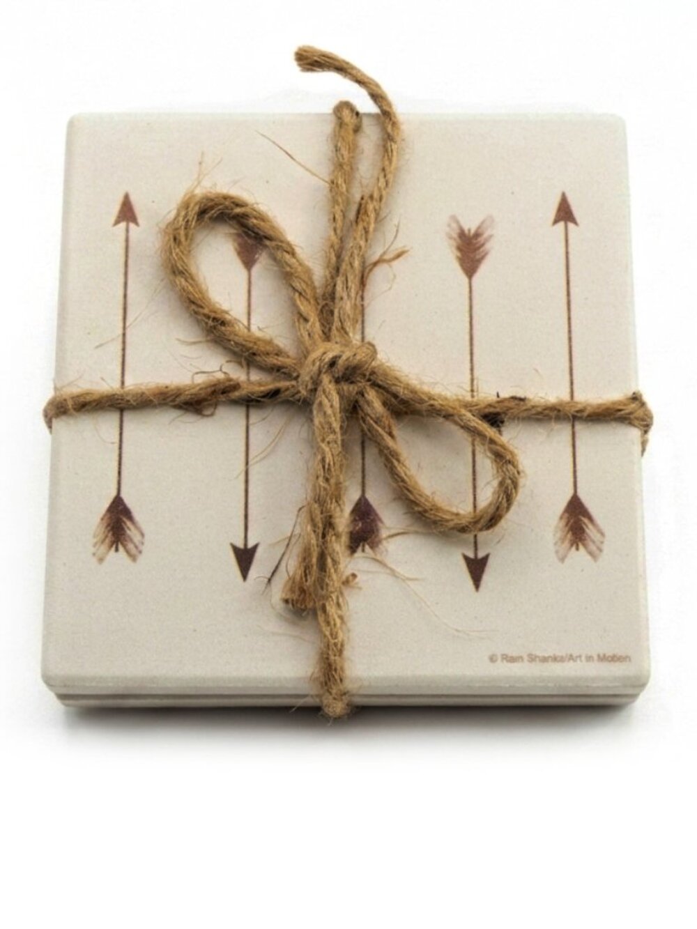 NWT Thirstystone Sandstone Coasters Set of 4 Arrow Print Cork Back